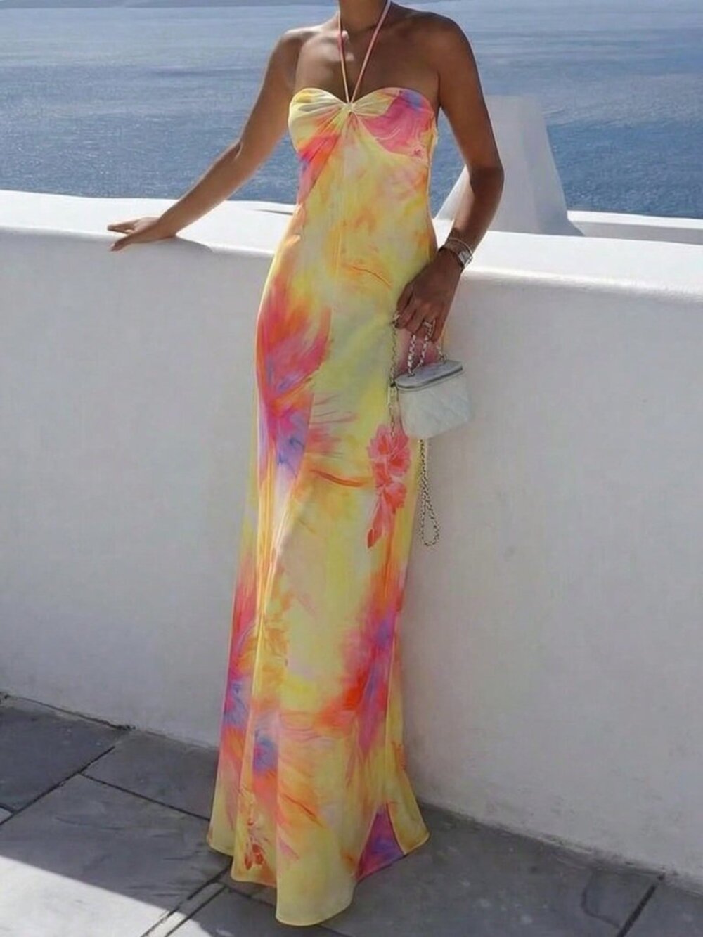 Yellow Boho Women's Tropical Floral Print Dress